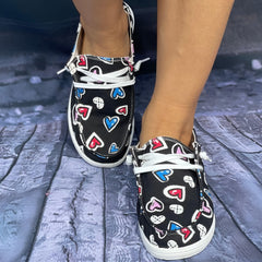 Colorful Love Heart Pattern Skateboard Shoes for Women