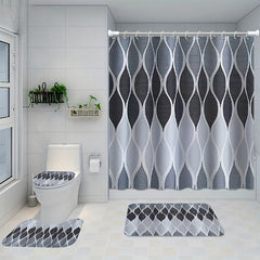 Non Slip Waterproof Shower Curtain Set with 12 Hooks