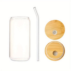 16oz Christmas Plaid Glass Cup with Bamboo Lid & Straw
