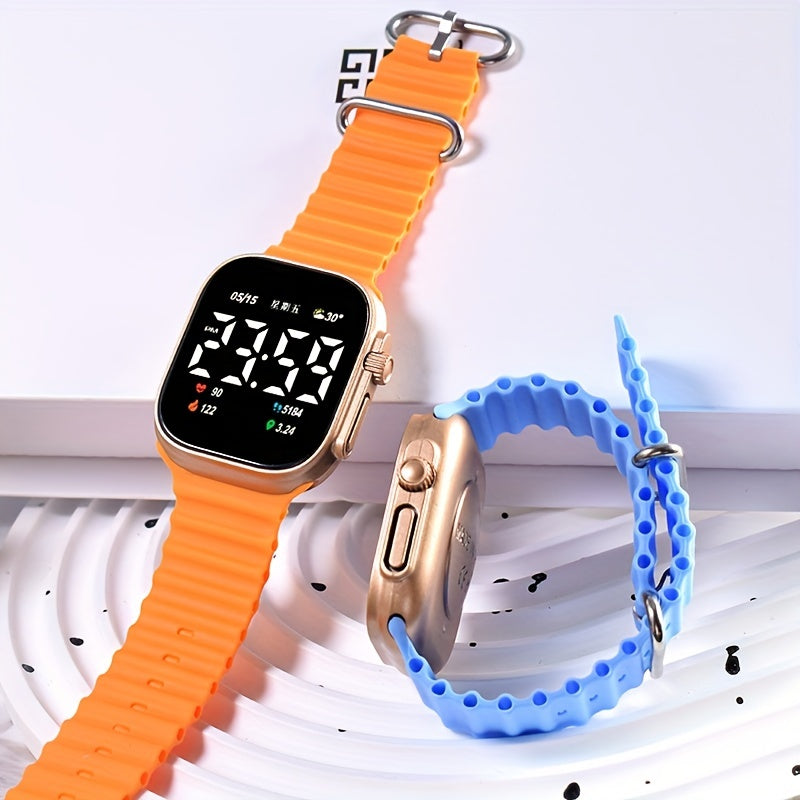 S8 Sports Electronic Watch with Silicone Strap - Date Time LED