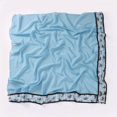 Chiffon Square Scarf Faux Pearl Decor Lace Hijab Solid Head Wrap
