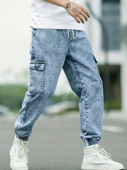 Men's Distressed Cargo Jeans Casual Street Style