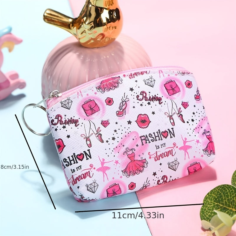 Cartoon PU Leather Coin Purse Key Bag for Girls