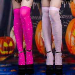 Skull Print Thigh High Socks Halloween Party Women's Stockings