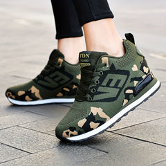 Women's Camo Sneakers Knitted Letter Non Slip Outdoor Shoes