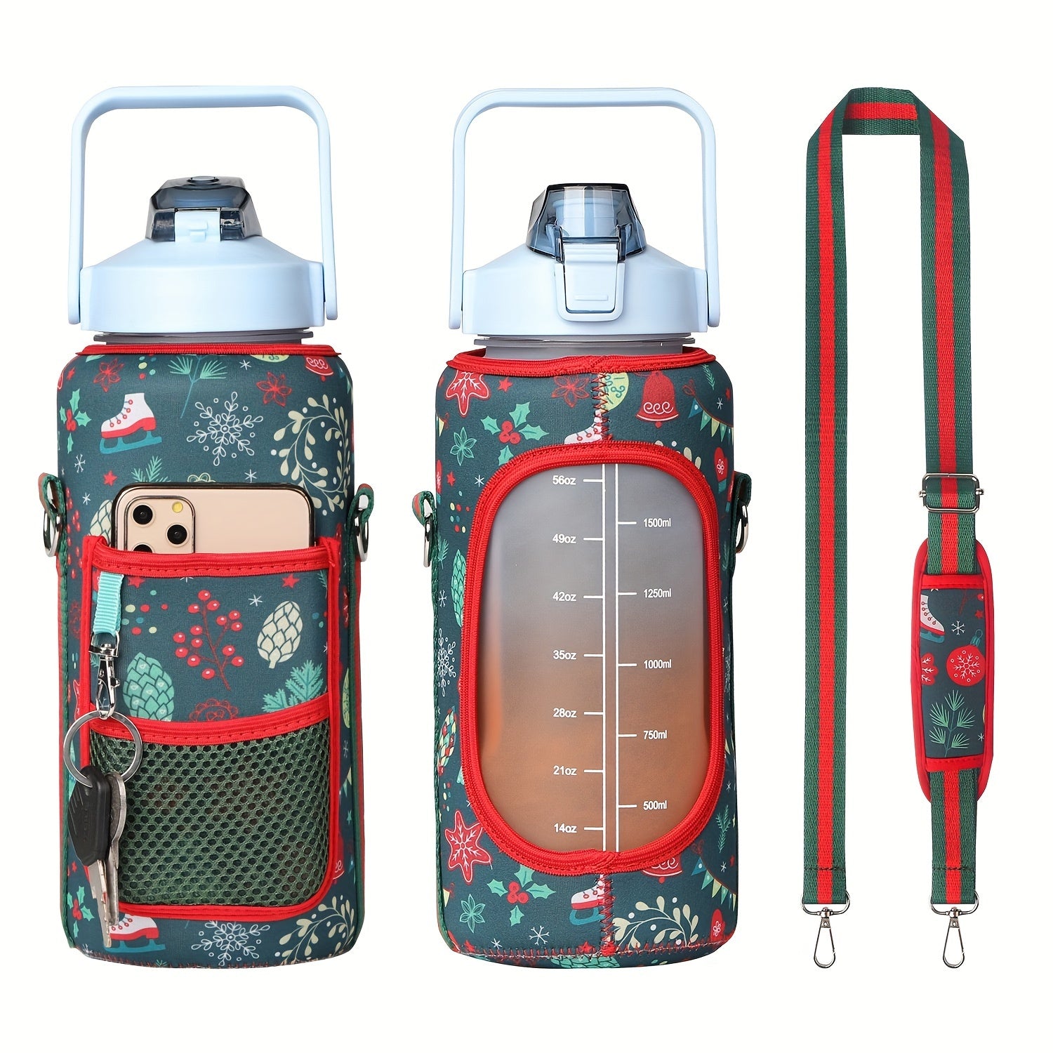 Christmas Cup Holder with Wallet Pocket - Waterproof & Insulated