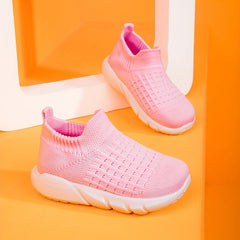 Kids Boys Solid Running Shoes Breathable Anti Skid Slip On Shoes