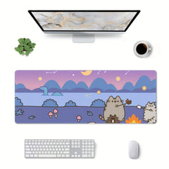 Cartoon Cat Anti-Skid Mousepad, Purple, 80 x 29, Office/Home Keyboard Pad