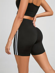 Striped Print High Waist Shorts Slim Summer Shorts Women's Clothing