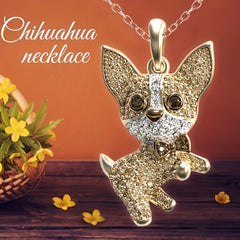 Dog Pattern Pendant Necklace Rhinestone Decor