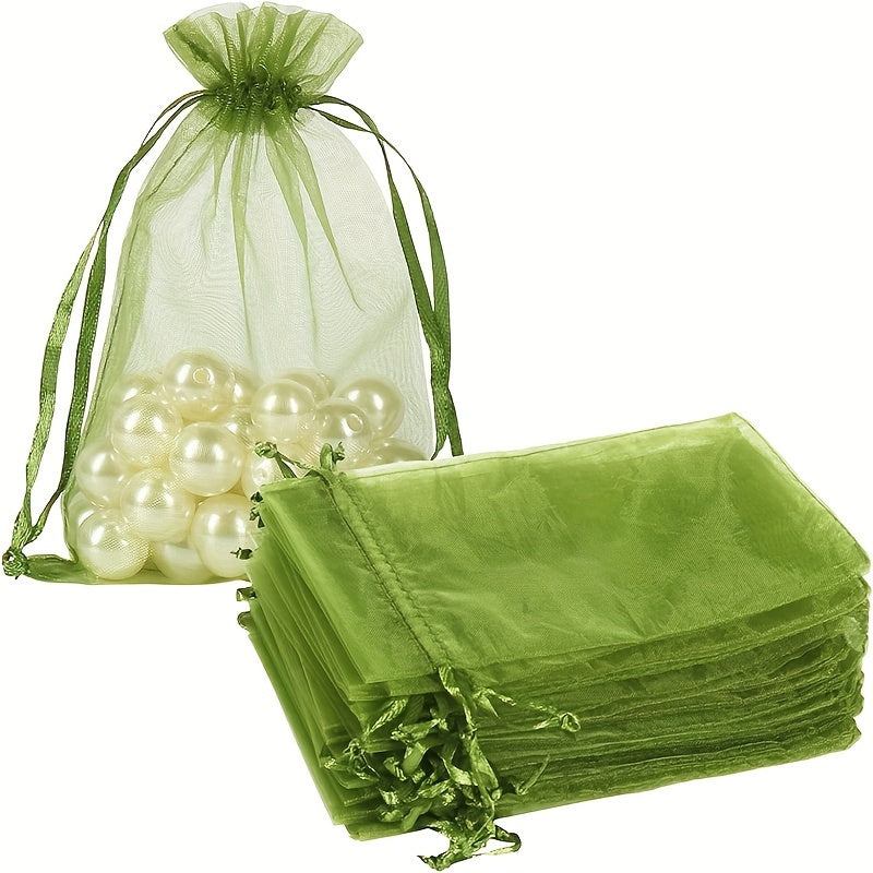 100pcs Organza Bags 8.99*6.99 cm Drawstring Jewelry Pouch Mesh Gift Wedding