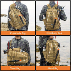 Fishing Tackle Backpack Water-resistant Bag With Rod Holder