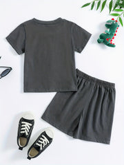 2pcs Boys Teen Dinosaur T-shirt & Shorts Set for Summer