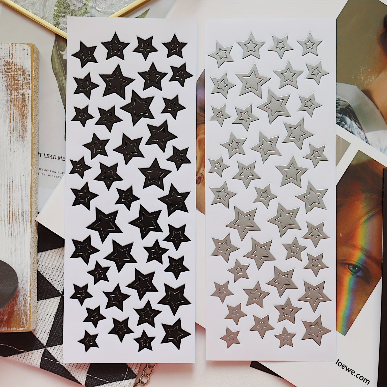 3pcs Silver Minimalist Decorative Heart Butterfly Letter Star Stickers