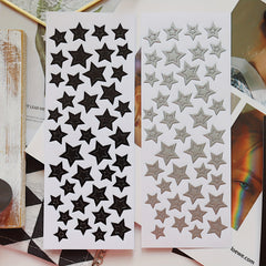 3pcs Silver Minimalist Decorative Heart Butterfly Letter Star Stickers