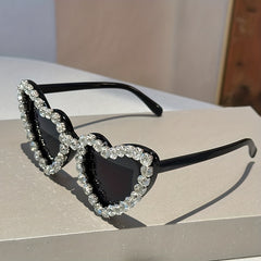 Y2K Rhinestone Heart Sunglasses UV400