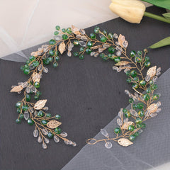 Crystal Headpiece Alloy Leaf Shape Headband Retro Headwear