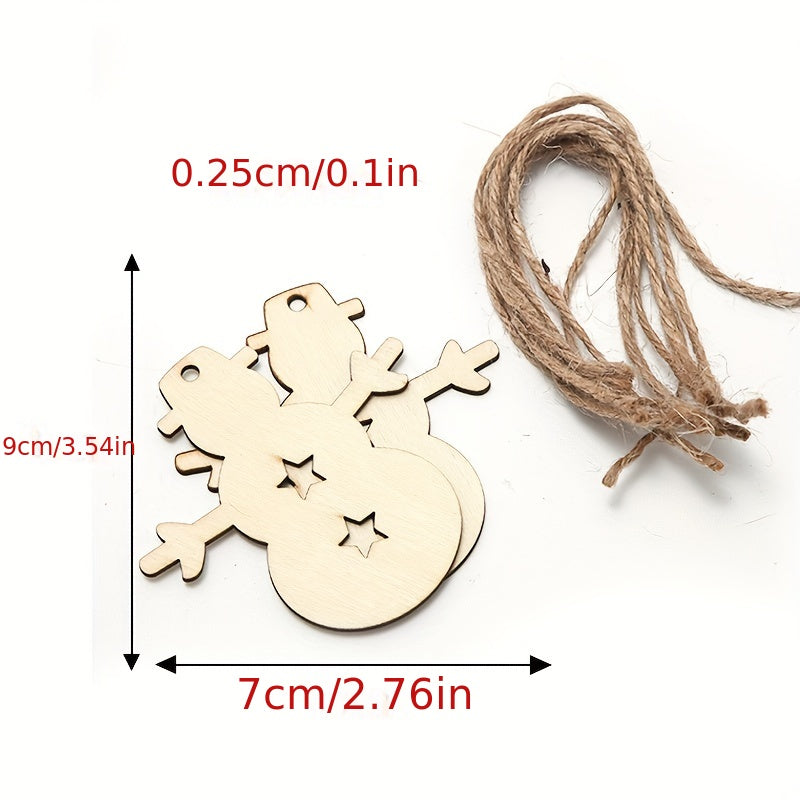 10pcs Wooden Crafts Christmas Snowflake Small Pendant DIY Wooden Chip