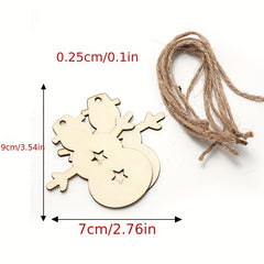 10pcs Wooden Crafts Christmas Snowflake Small Pendant DIY Wooden Chip