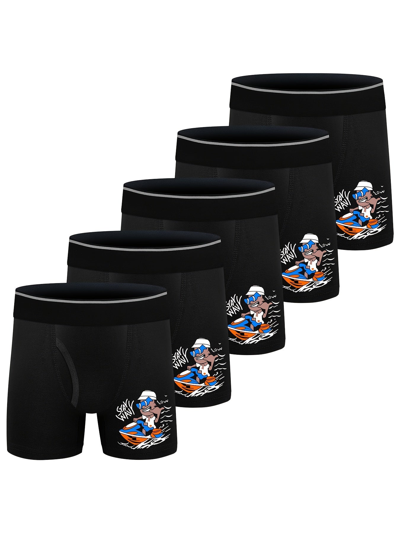 5Pack Boys Cartoon Boxer Briefs Cotton Stretch Soft Underwear