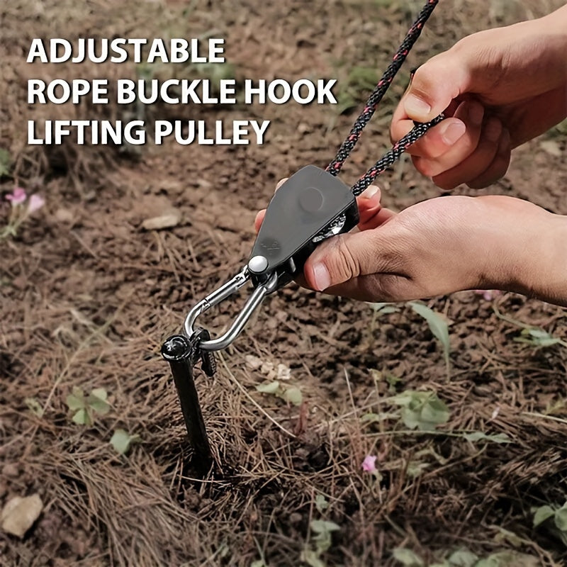 Metal Pulley Rope Light Ratchet Rope Hanger For Camping