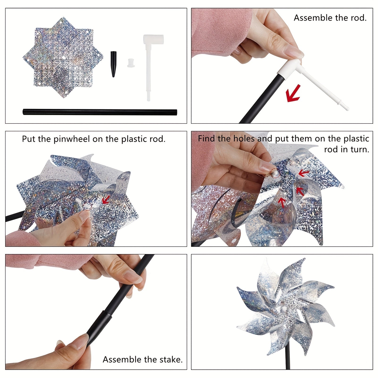 Silvery Laser Bird Repellent Windmill Outdoor Garden Decoration