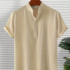 Solid Men's Casual Short Sleeve Shirt for Summer Vacation Resort