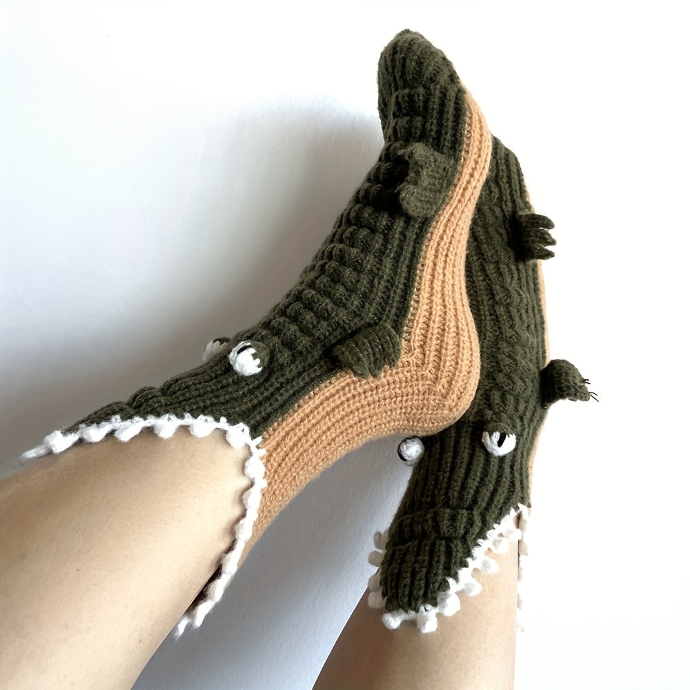 Funny Cartoon Crocodile Socks for Women