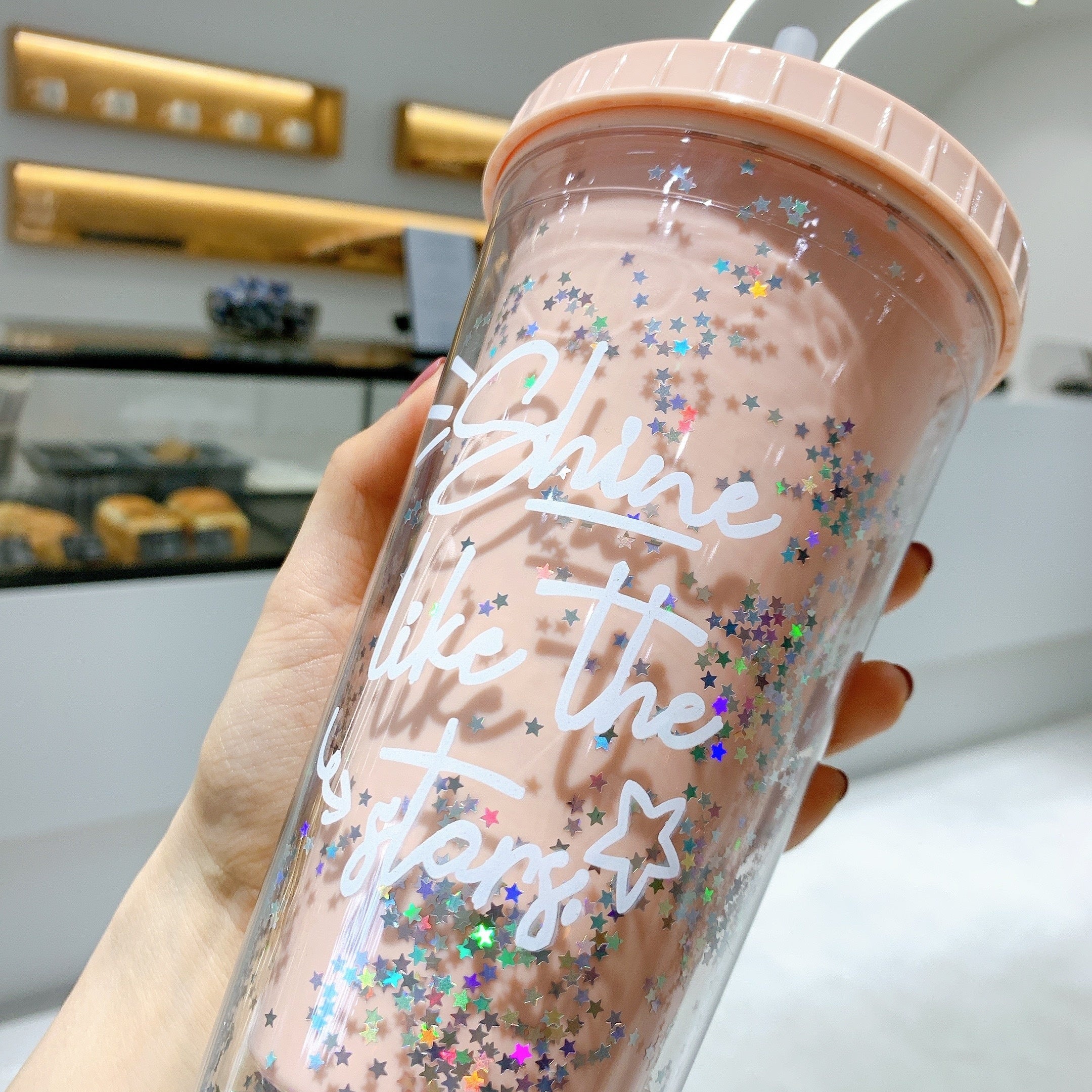Sequined Straw Cup Portable Plastic Cup