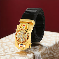 Nylon Canvas Breathable Belt with Synthetic Diamond Inlaid Automatic Buckle