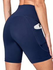 High Waist Sports Shorts with Pocket for Yoga Running