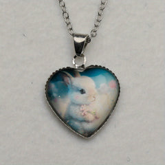 Little Rabbit Heart Pendant Necklace for Girls