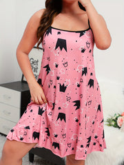 Women's Nightdress Dot & Crown Print Cami Sleep Dress