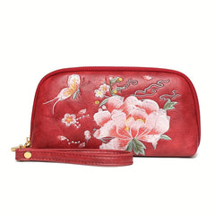 Floral Clutch Wallet Stylish Zipper Handbag Pink Green Everyday Wal