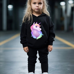 Girls 2pc Unicorn Hoodie & Solid Sweatpants Set Kids Clothes