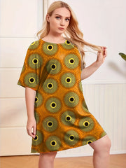 Dot Print Short Sleeve Sleep Dress