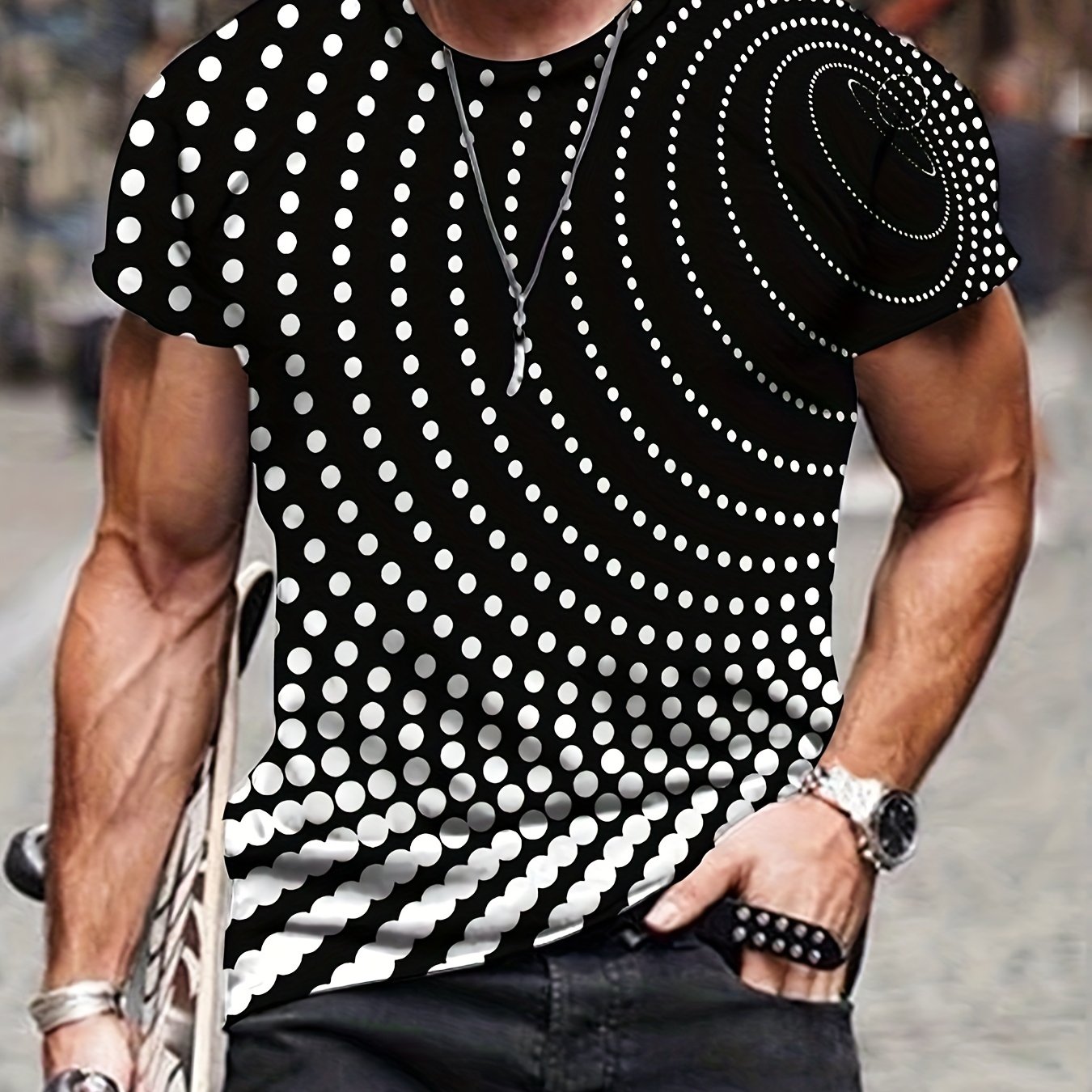 Men's Geometry Graphic T shirt Casual Mid Stretch Breathable 3D Print Tee