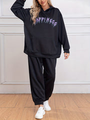 Y2K Outfits Set Women's Plus Letter Print Hoodie & Joggers