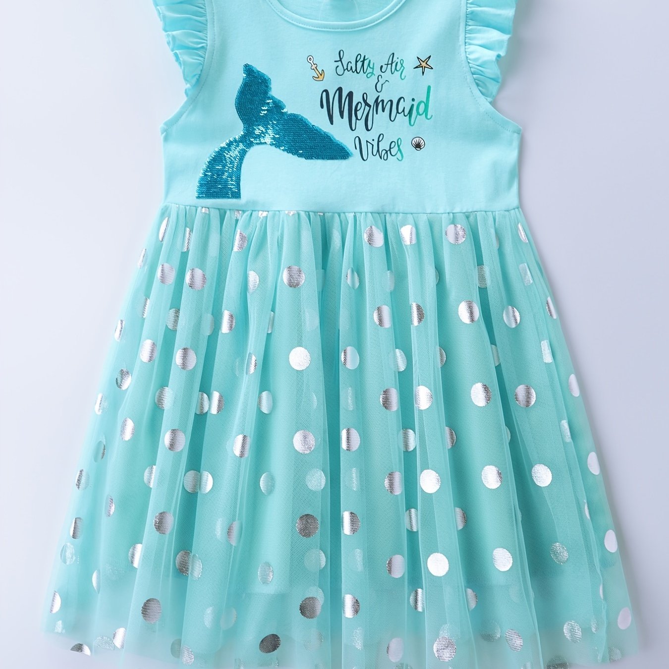 Toddler Girls Mermaid Tail Mesh Dress for Beach Vacation