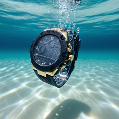 Boys Swimming Watch with Alarm Clock and Digital Display Yellow Accents