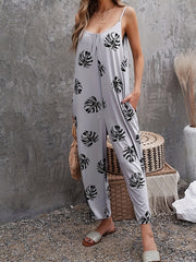 Tropical Print Cami Jumpsuit with Pockets