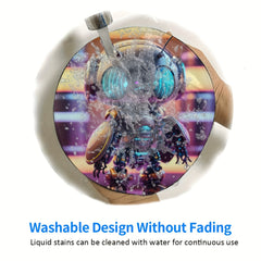 Robot Animal Round Mouse Pad 20x20cm for Games & Office, Rubber Border