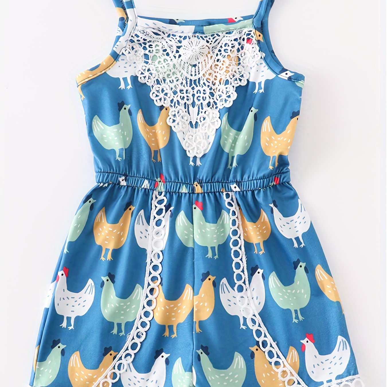 Toddler Girls Chicken Graphic Cami Romper Jumpsuit Beach Vacation Summer Clothes