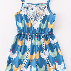 Toddler Girls Chicken Graphic Cami Romper Jumpsuit Beach Vacation Summer Clothes