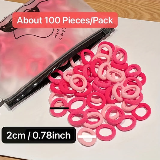 Rose Red Hair Ties Elastic Hair Rope Style Hair Band 100pcs pack