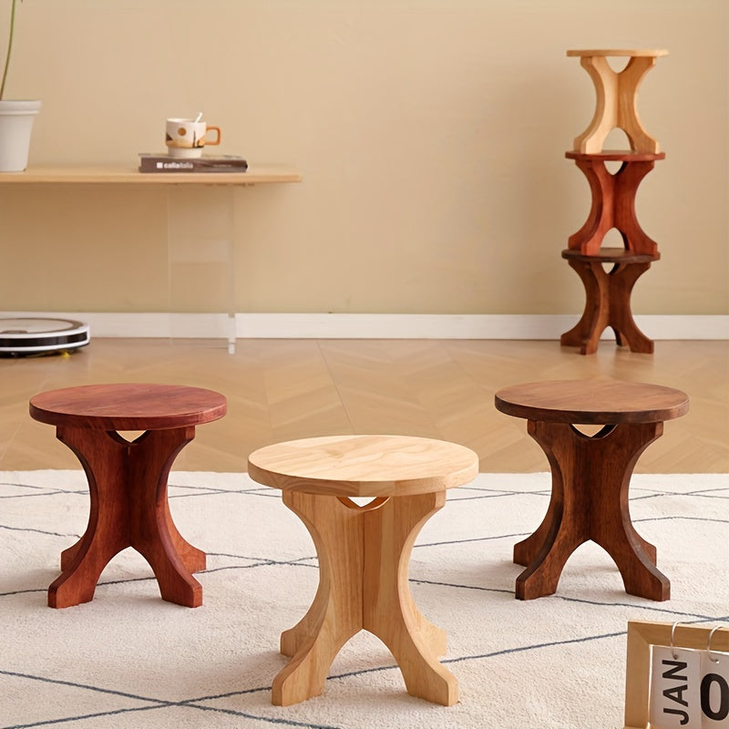 Wooden Stool Shoe Changing Stool Solid Wood Small Stool Round Stool