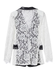 Lace Stitching Lapel Collar Blazer Jacket for Wedding & Party