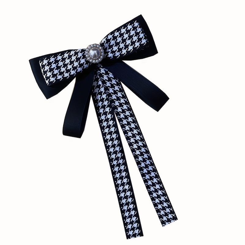 Houndstooth Bow Tie Double Layer Brooch Neck Ties