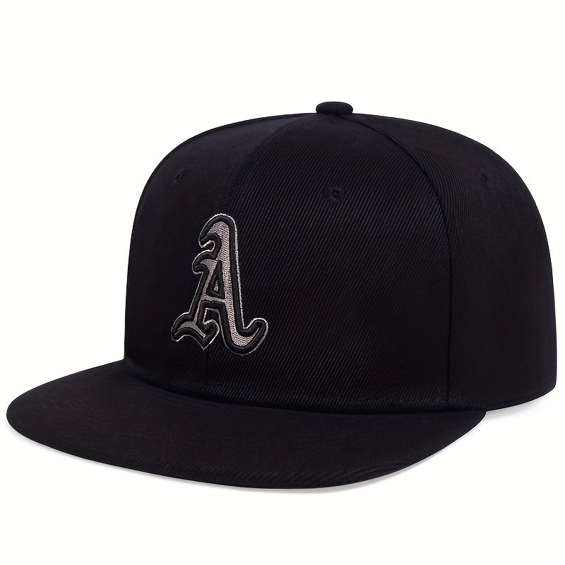 Gothic A Embroidery Snapback Hat Flat Brim Hip Hop Baseball Cap Unisex