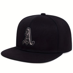 Gothic A Embroidery Snapback Hat Flat Brim Hip Hop Baseball Cap Unisex